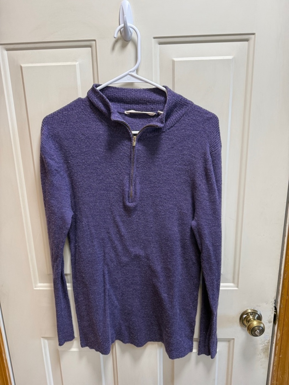 Soft Surroundings Half-Zip Purple Wool Sweater Longer Length size L